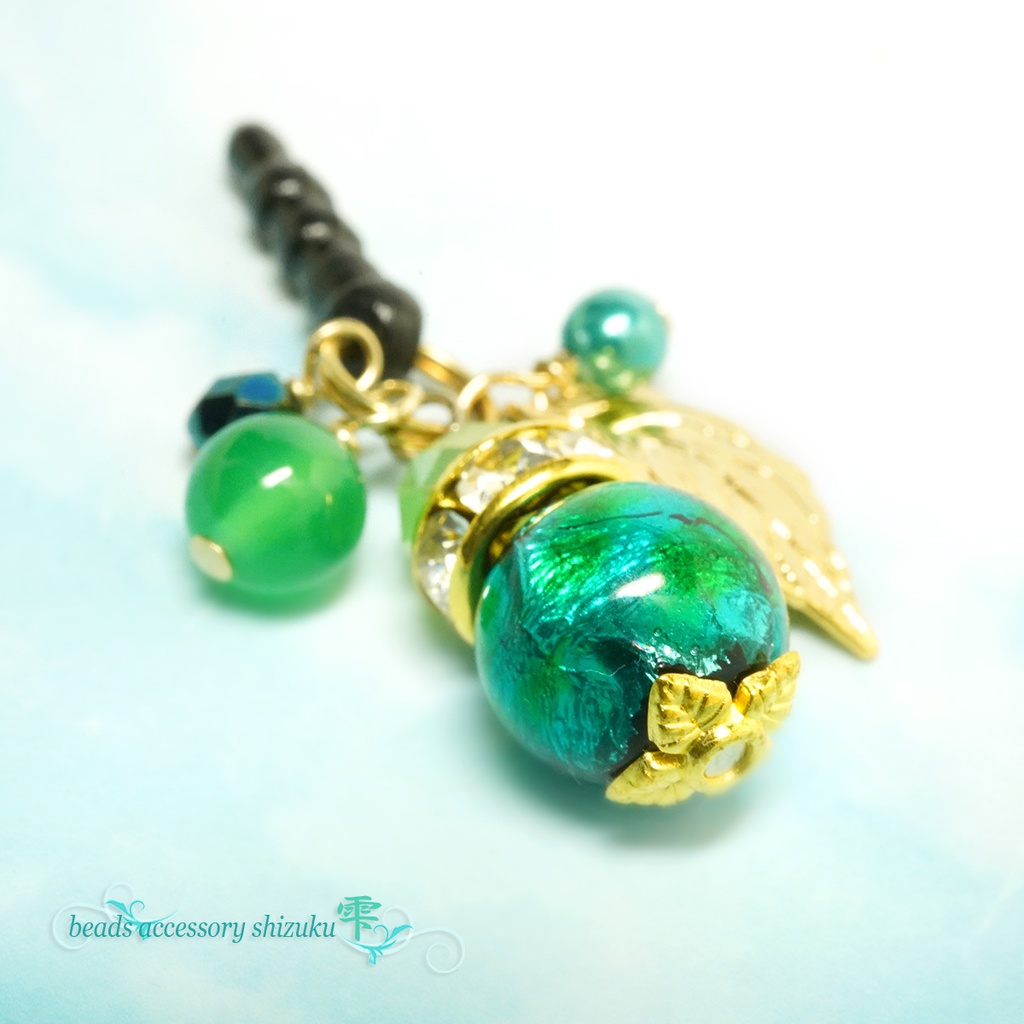 ホタル玉イヤホンジャック*グリーンオニキス