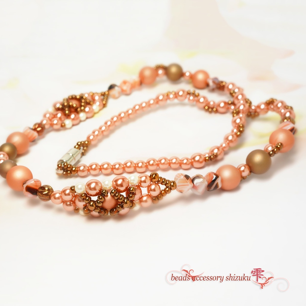 和風花柄ショートネックレス*テラコッタ