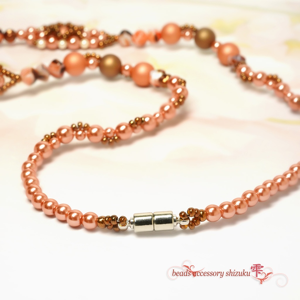 和風花柄ショートネックレス*テラコッタ