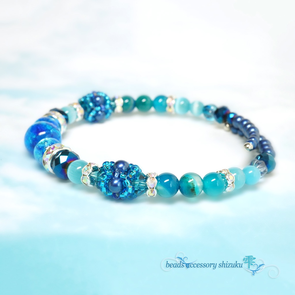 【蓄光】ホタル玉コイルブレスレット*ブルー