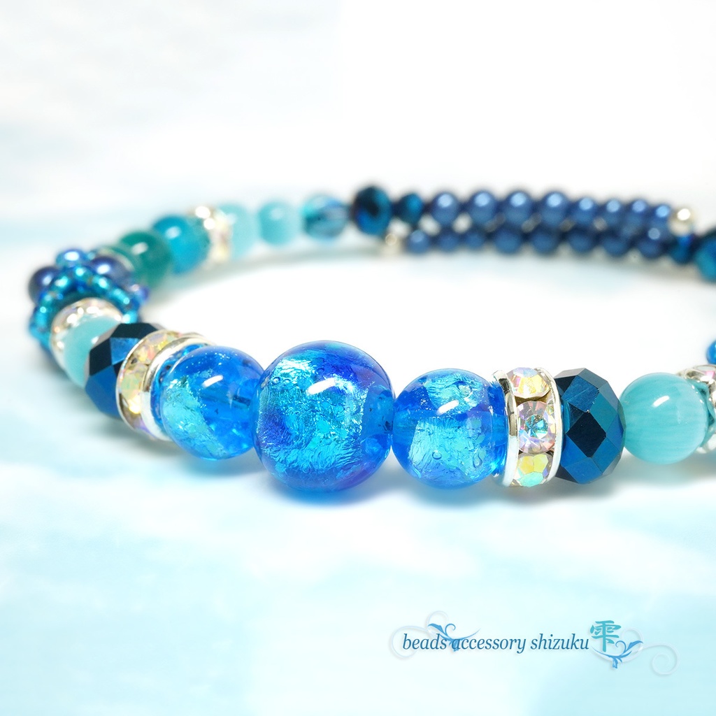 【蓄光】ホタル玉コイルブレスレット*ブルー