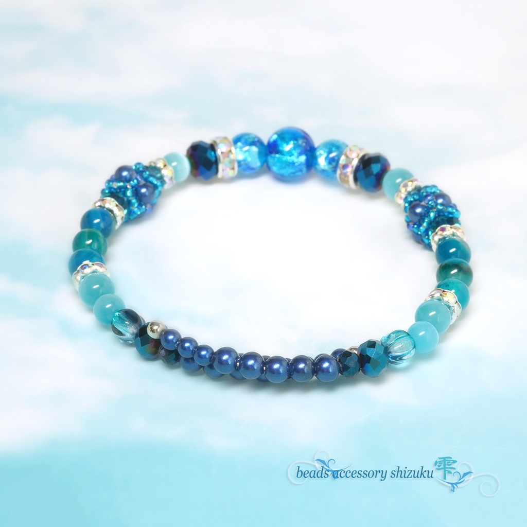 【蓄光】ホタル玉コイルブレスレット*ブルー