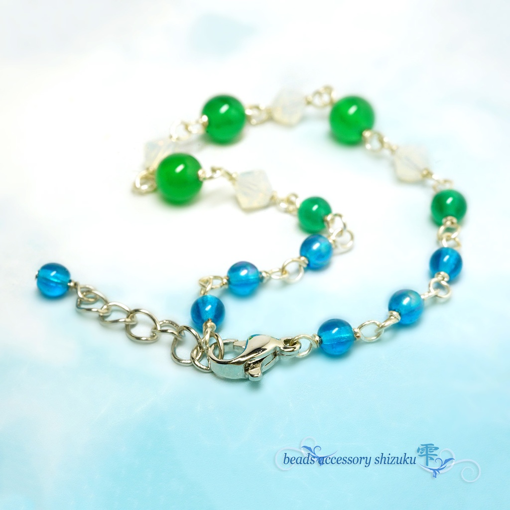 天然石ブレスレットP*グリーンオニキス