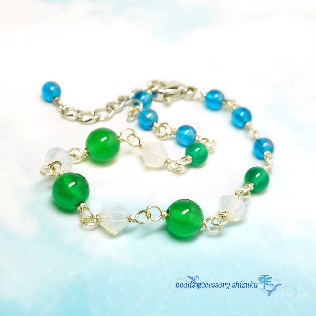 天然石ブレスレットP*グリーンオニキス