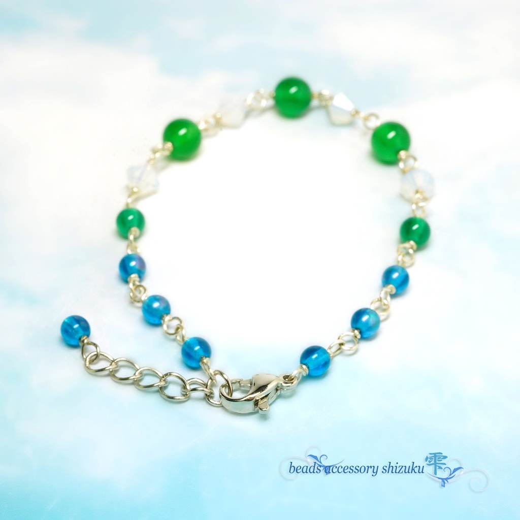 天然石ブレスレットP*グリーンオニキス