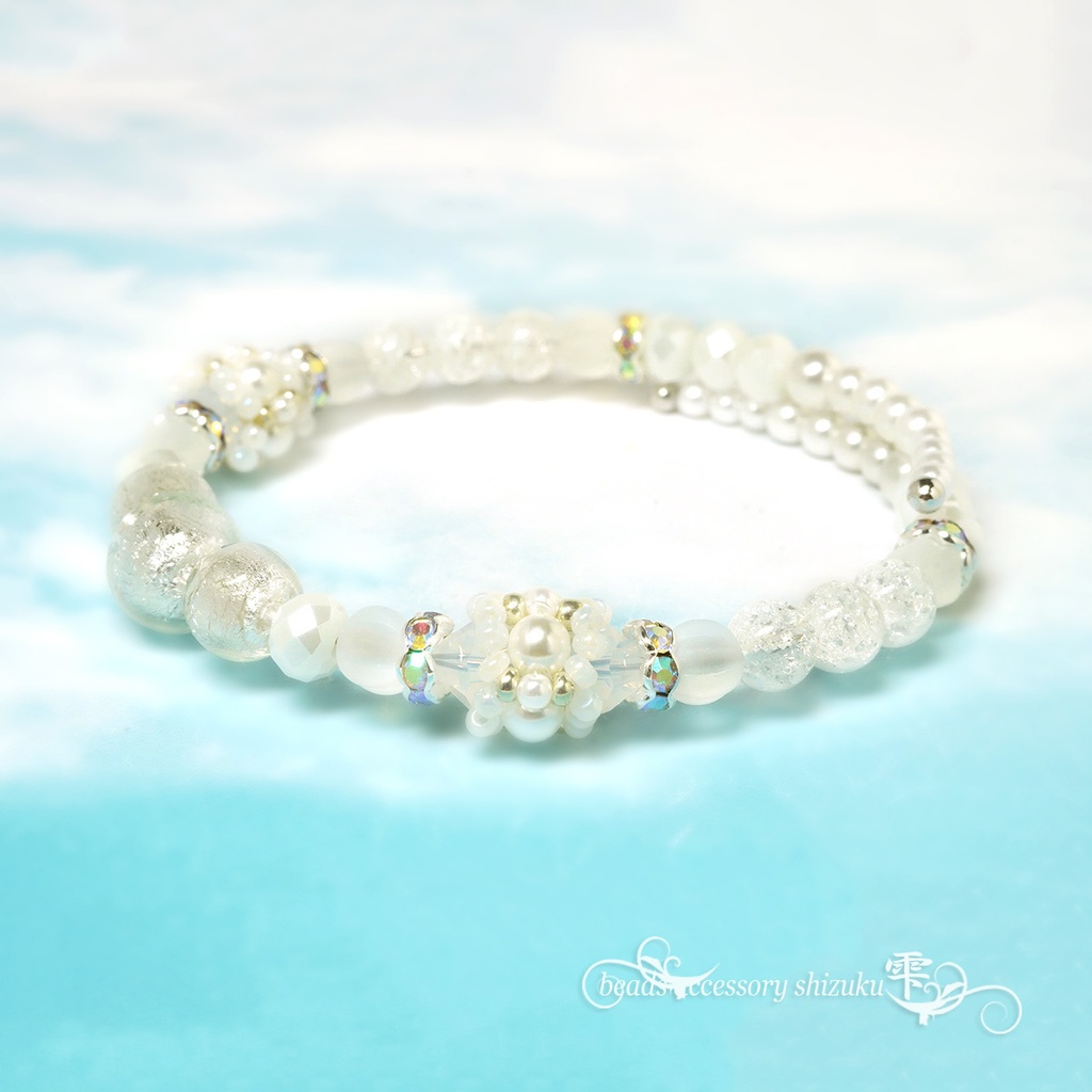 とんぼ玉コイルブレスレット*クラック水晶