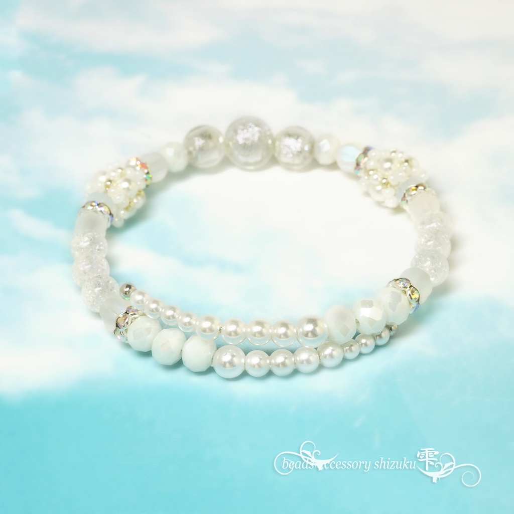 とんぼ玉コイルブレスレット*クラック水晶