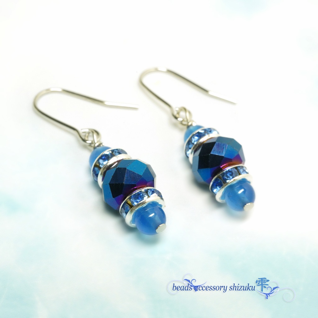 天然石メタリックピアス/イヤリング*ブルーアゲート