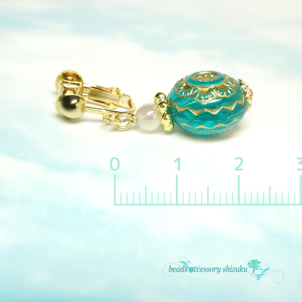 デザインビーズイヤリング/ピアス*カルセドニー