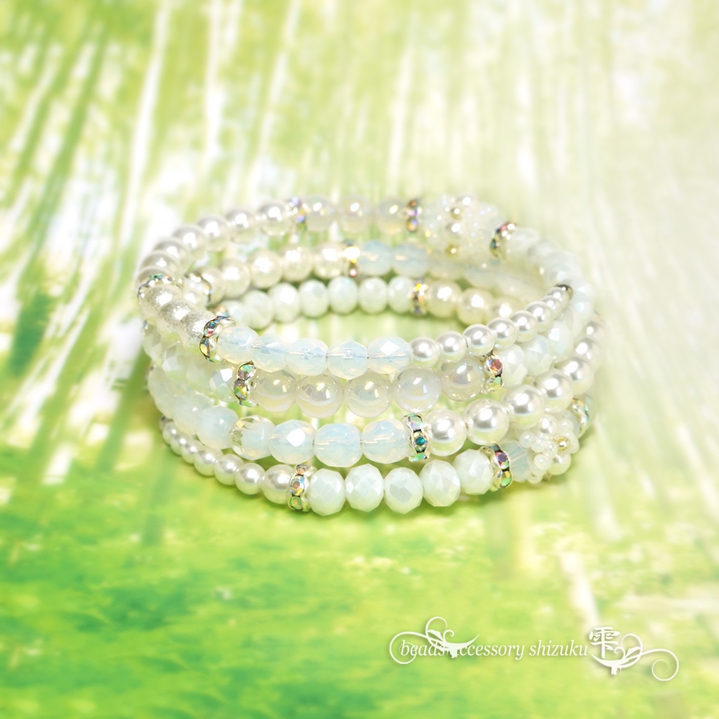 3連コイルブレスレット*白雪Ⅲ