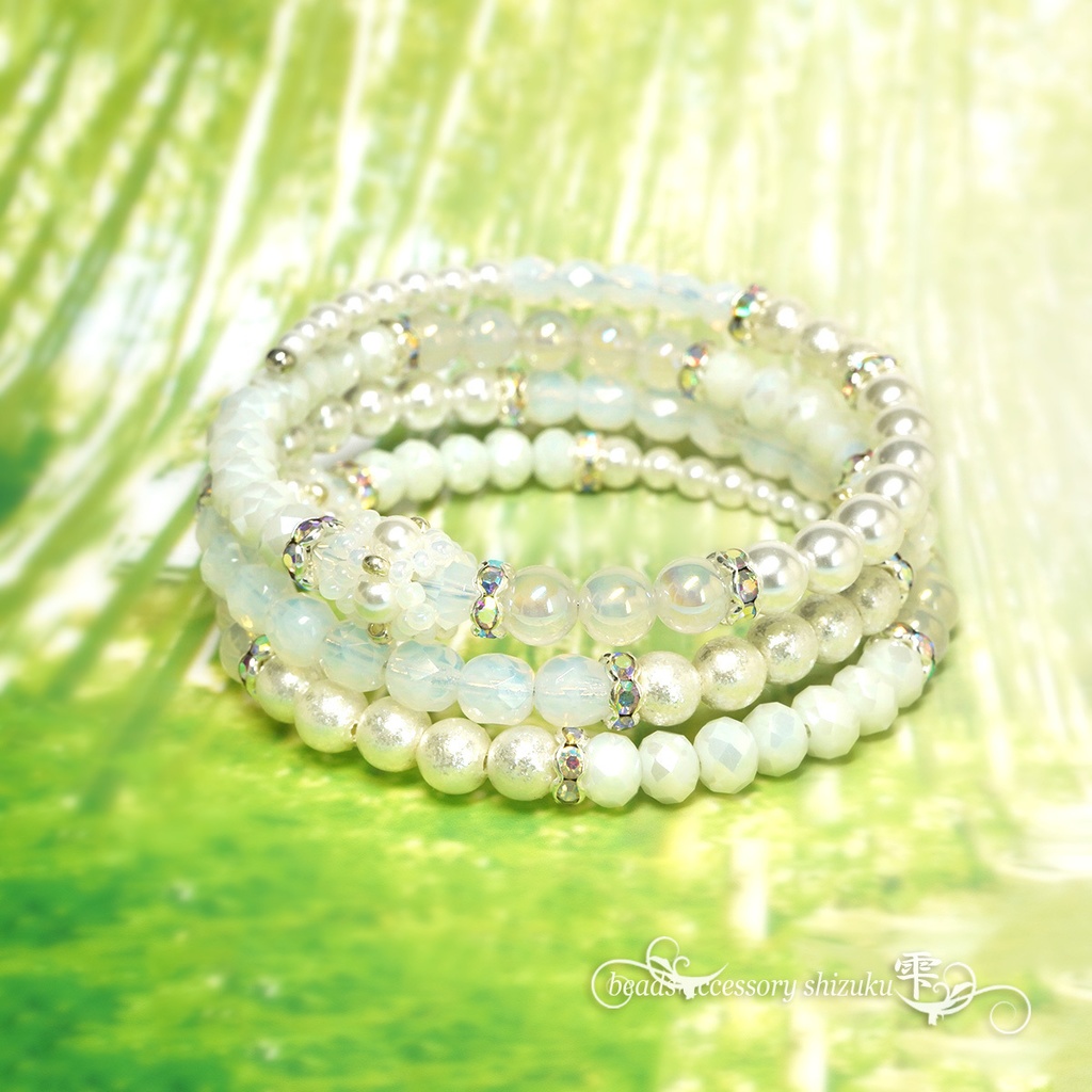 3連コイルブレスレット*白雪Ⅲ