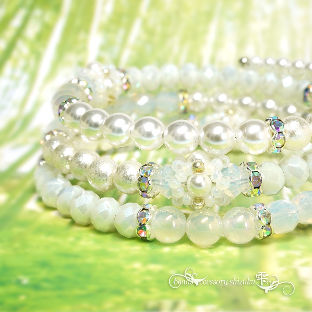 3連コイルブレスレット*白雪Ⅲ