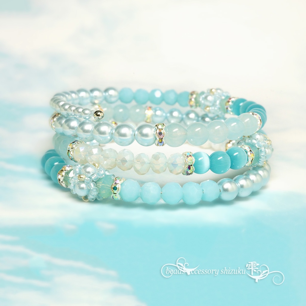 3連コイルブレスレット*月白Ⅱ