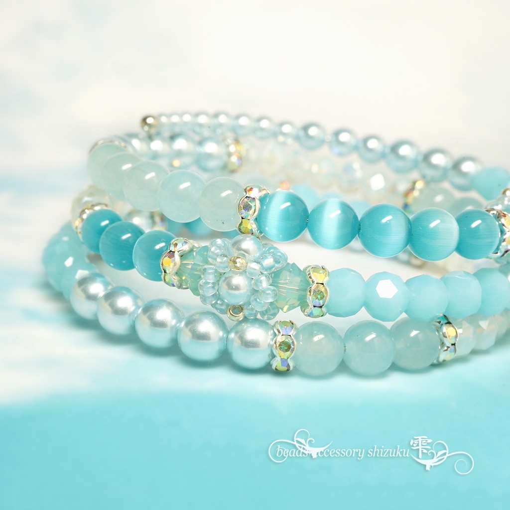 3連コイルブレスレット*月白Ⅱ