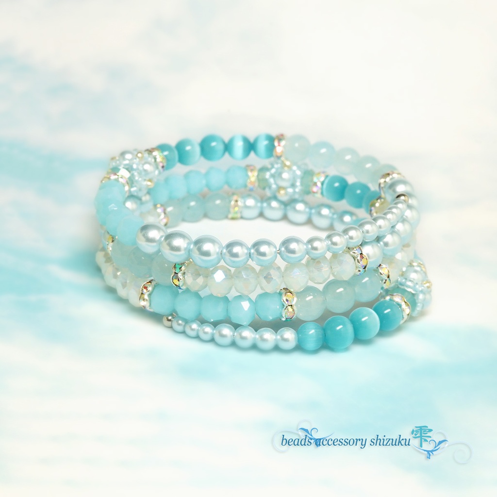 3連コイルブレスレット*月白Ⅱ