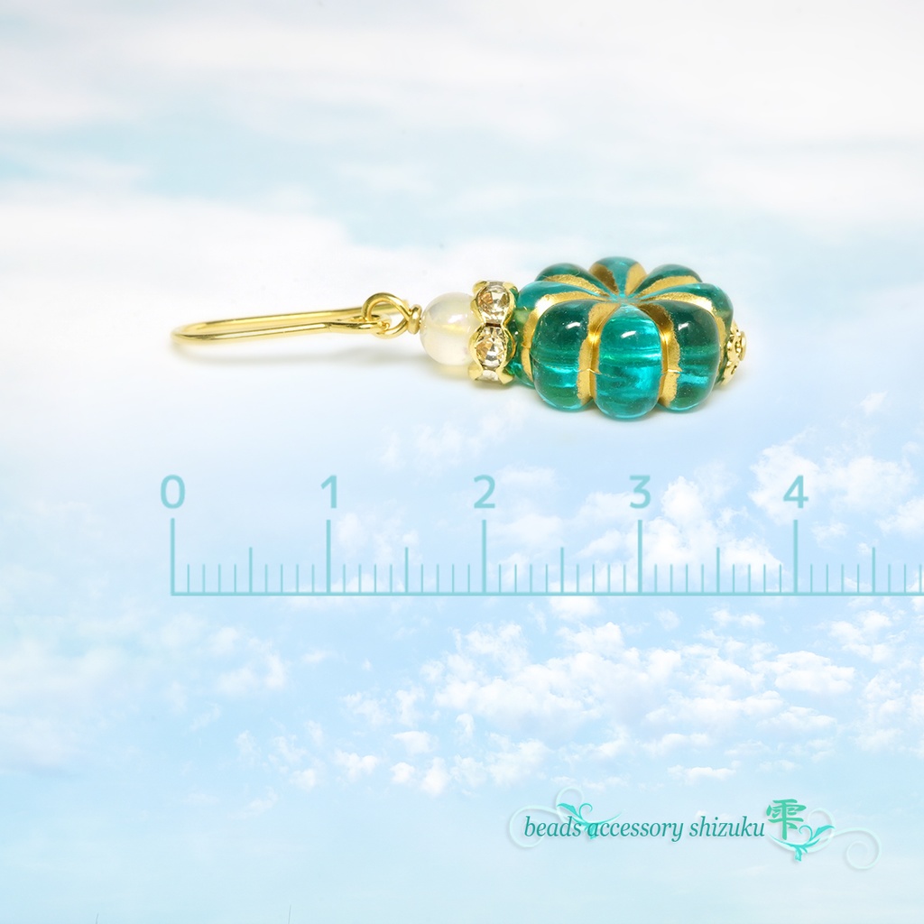 アンティーク調フラワー ピアス/イヤリング*ブルー×ホワイトカルセドニー