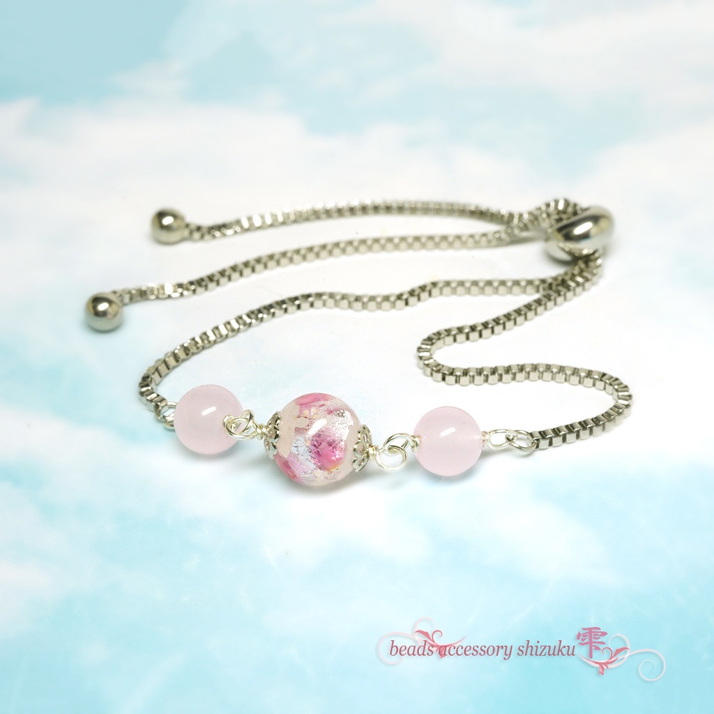 ホタル玉スライダーブレスレット*ピンクカルセドニー