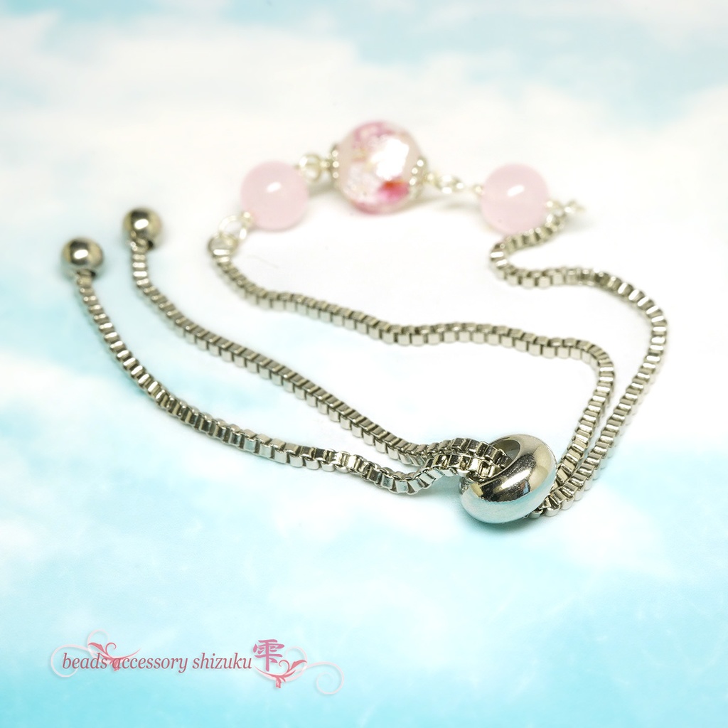 ホタル玉スライダーブレスレット*ピンクカルセドニー