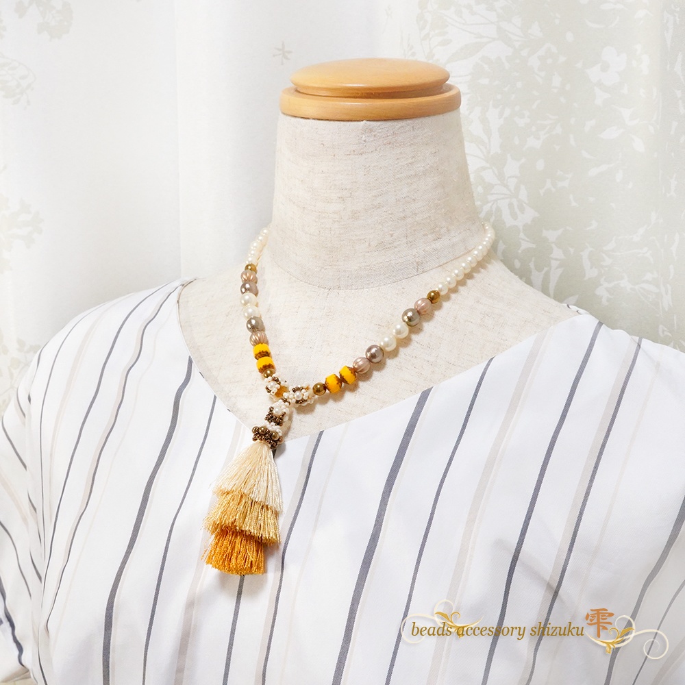 3色タッセルネックレス*Yellow