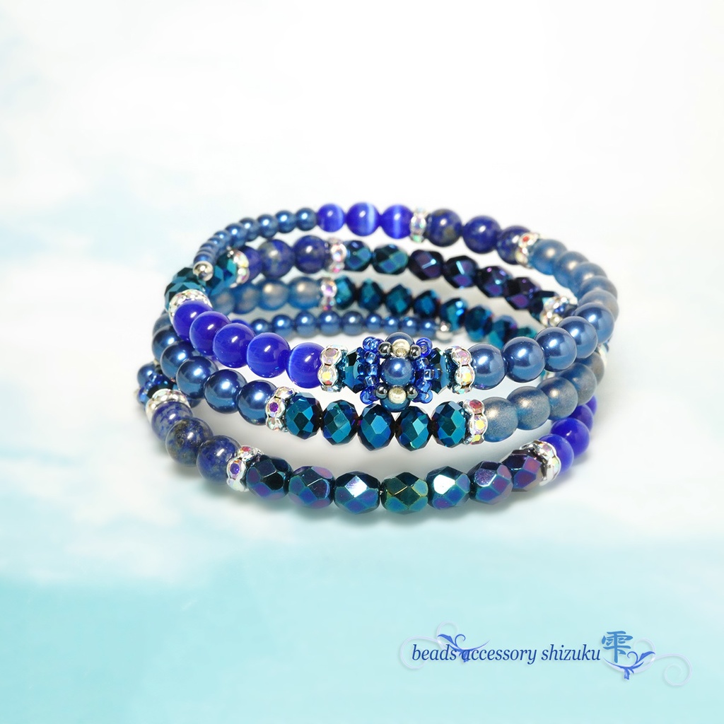 3連コイルブレスレット*ラピスラズリ