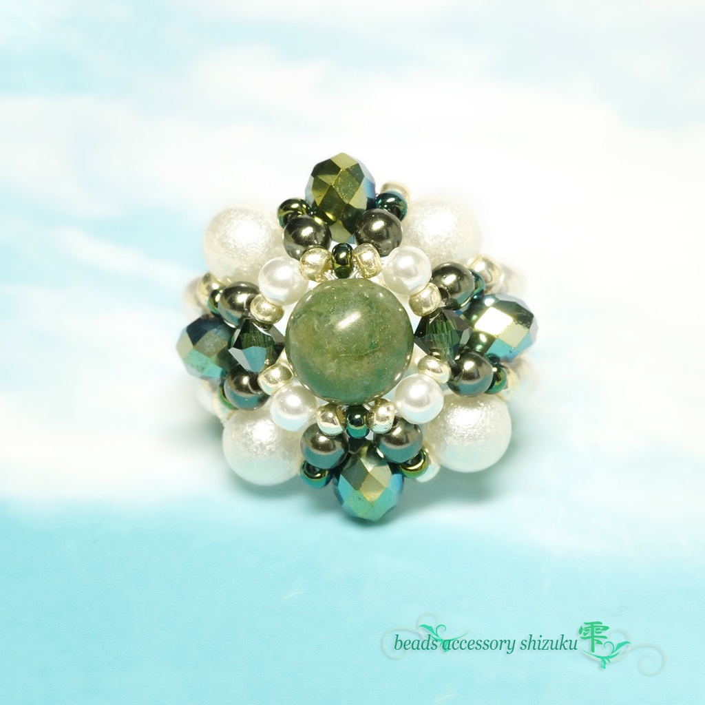 天然石リングB＊モスアゲート