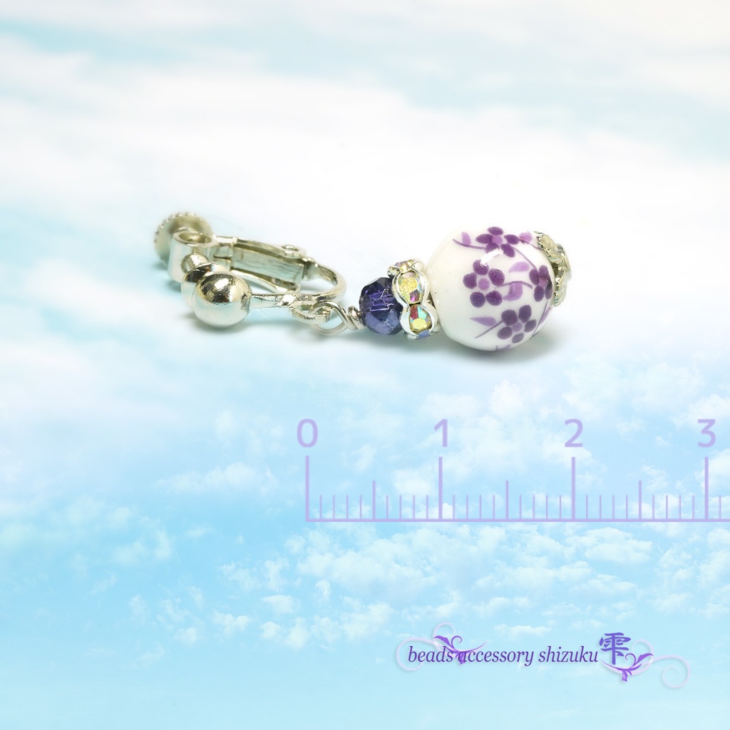 花柄和風イヤリング*紫