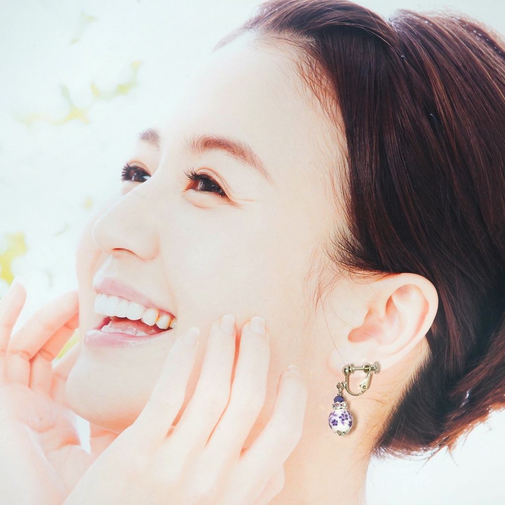 花柄和風イヤリング*紫