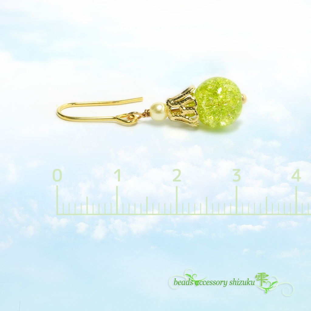 カラークラック水晶ピアス
