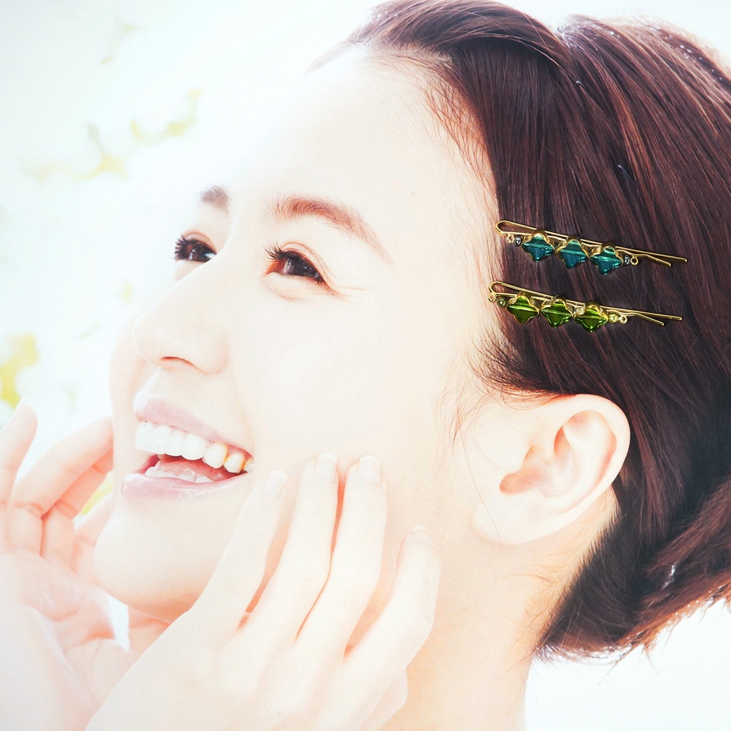 クローバーヘアピン2種セット*Blue&Green