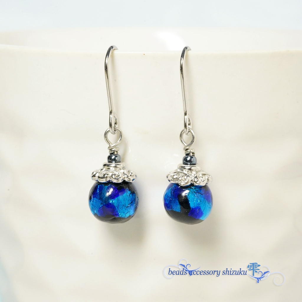 ホタル玉1粒ピアス／イヤリング＊ブルー