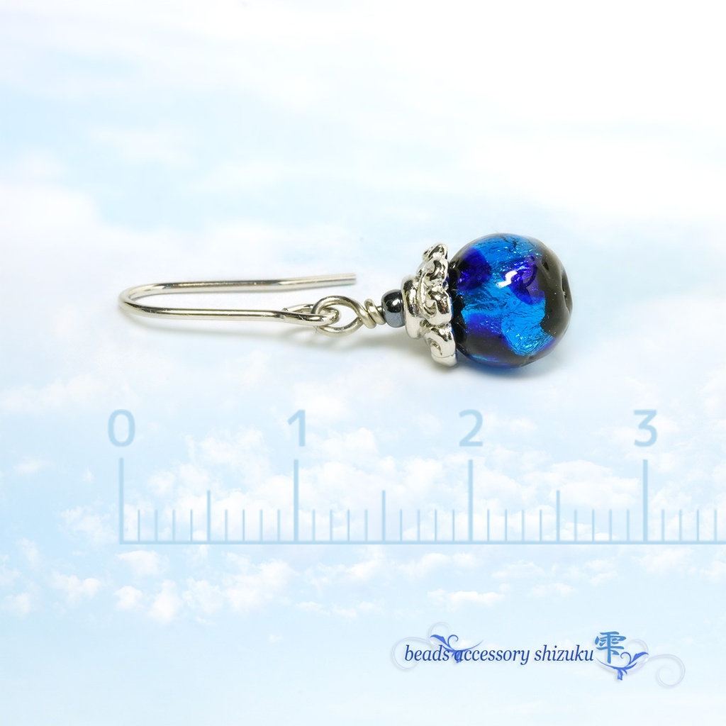 ホタル玉1粒ピアス/イヤリング*ブルー