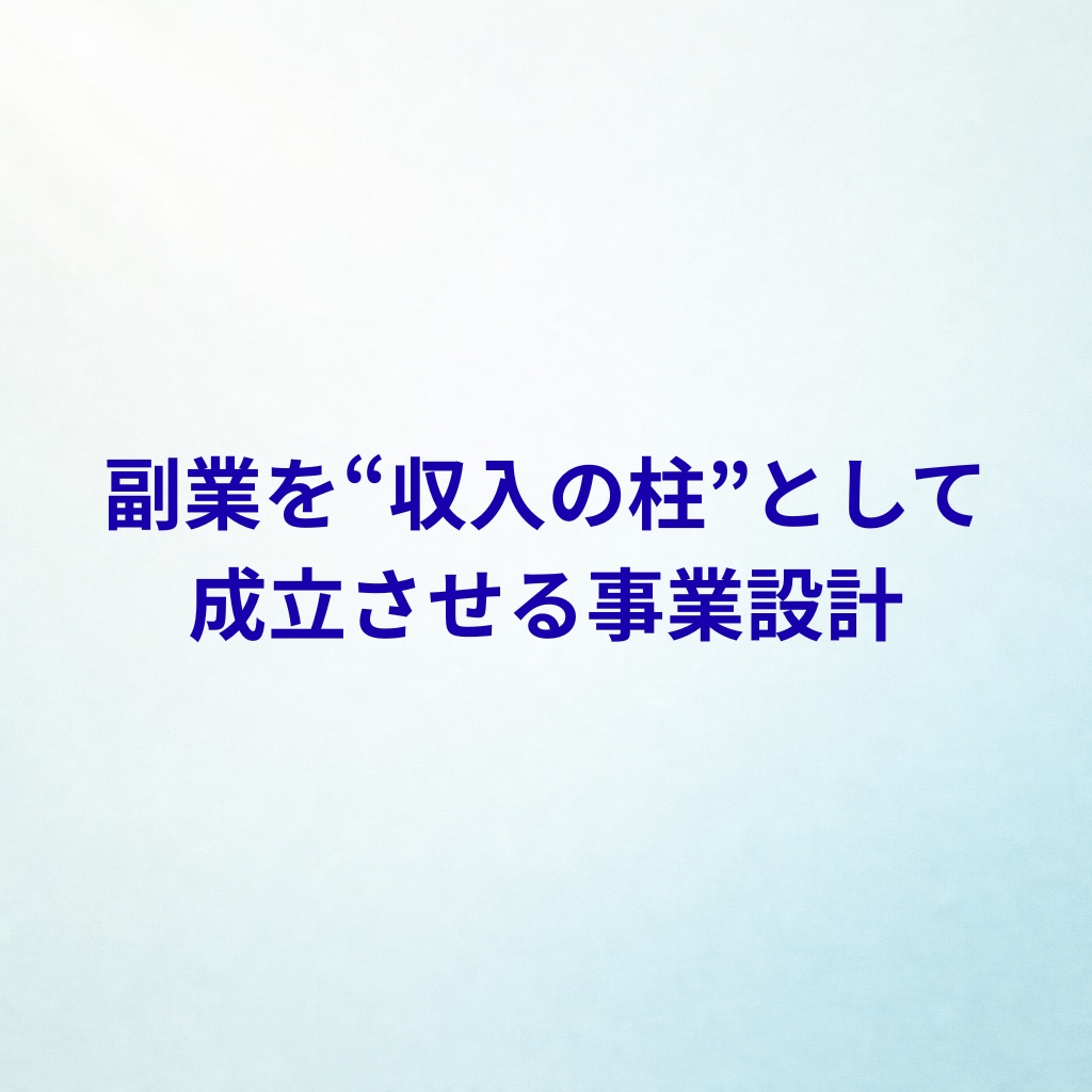 副業を“収入の柱”として成立させる事業設計ー感覚ではなく、構造でつくる副業判断ガイド