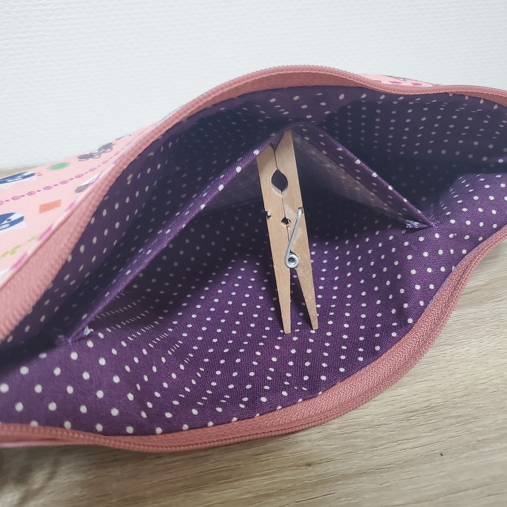 🐈25cmファスナーのポシェットにもできる2-WEYポーチ(ピンク)🍆🐬送料込み