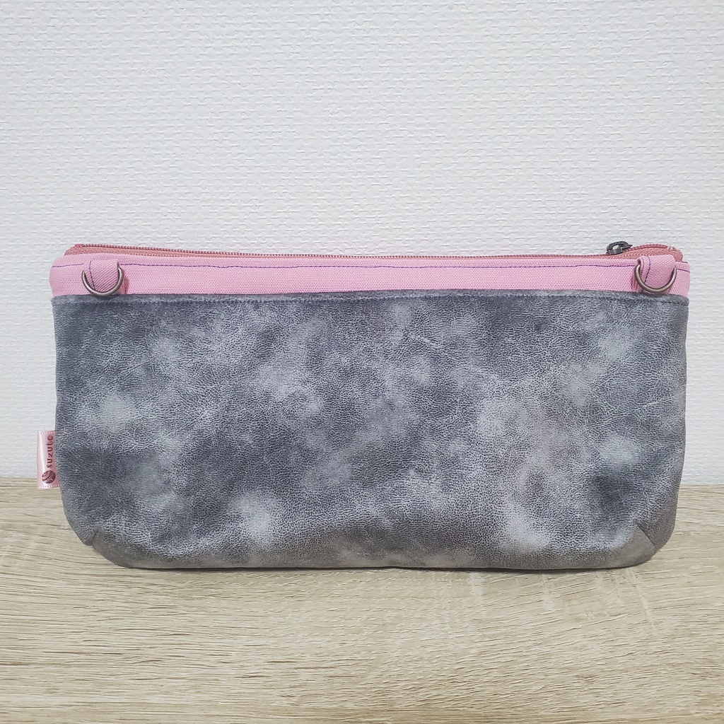 🐈25cmファスナーのポシェットにもできる2-WEYポーチ(紫)🍆🐬送料込み