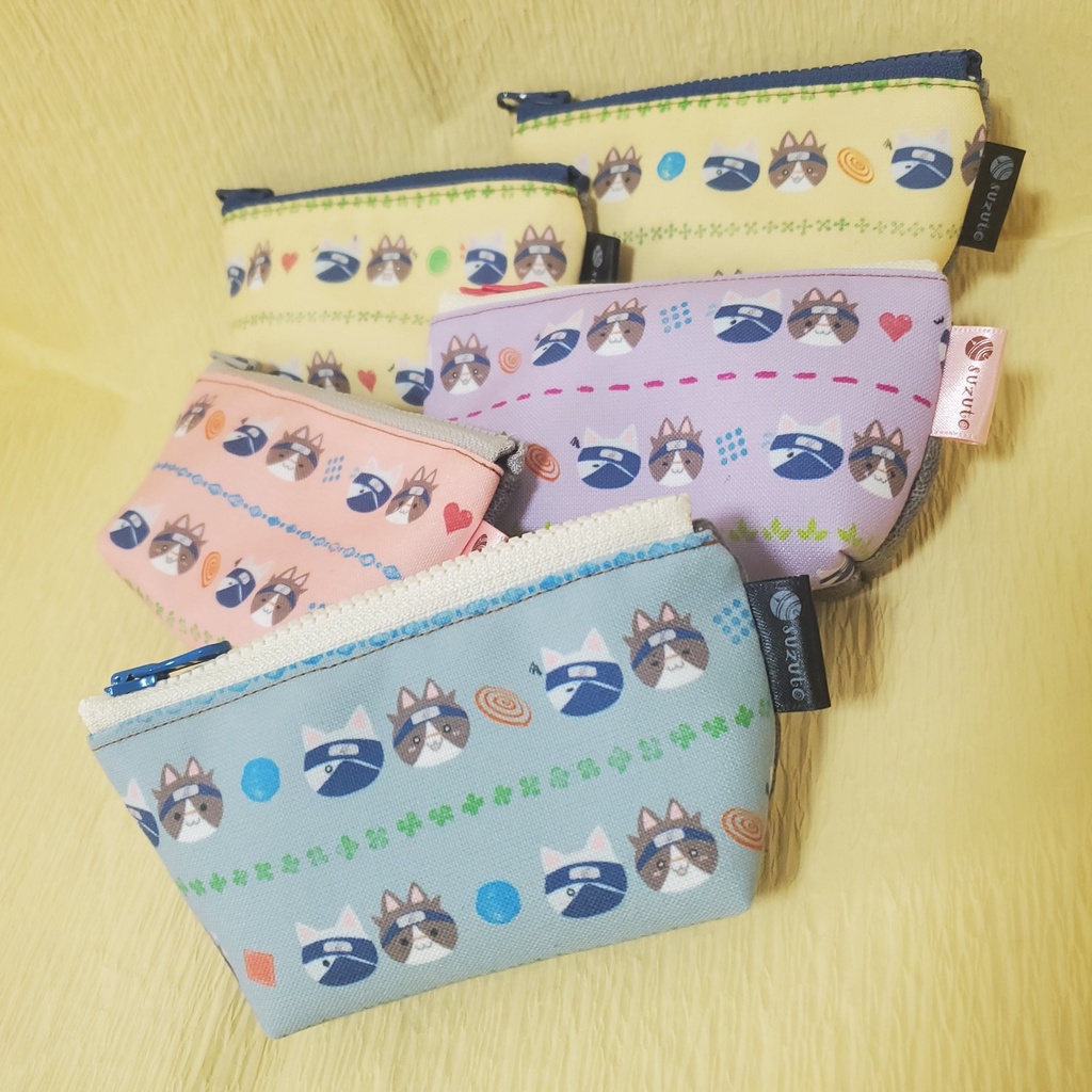 2022🌸ネコチャン柄のポーチ、どれかが届くガチャ🍆🐬