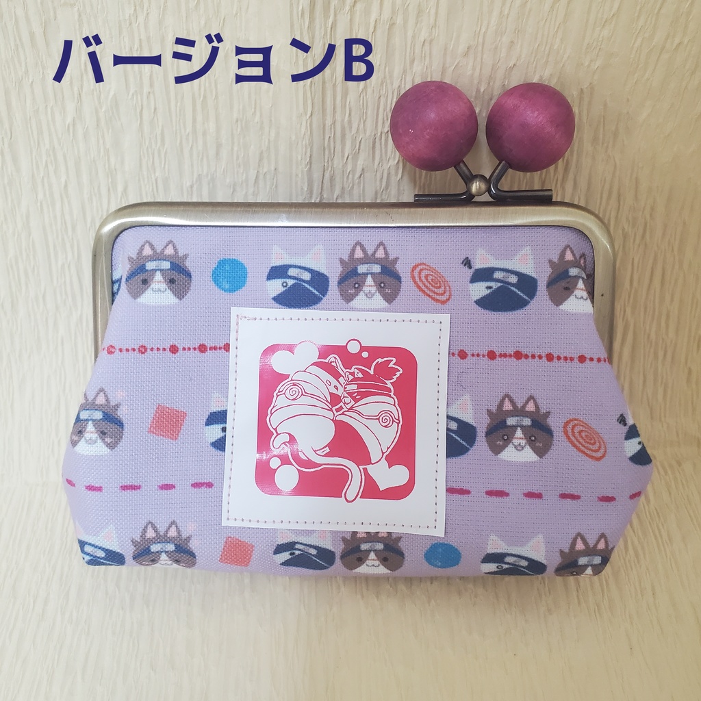 2022🌸ネコチャン柄の12cm/角型のがま口🍆🐬