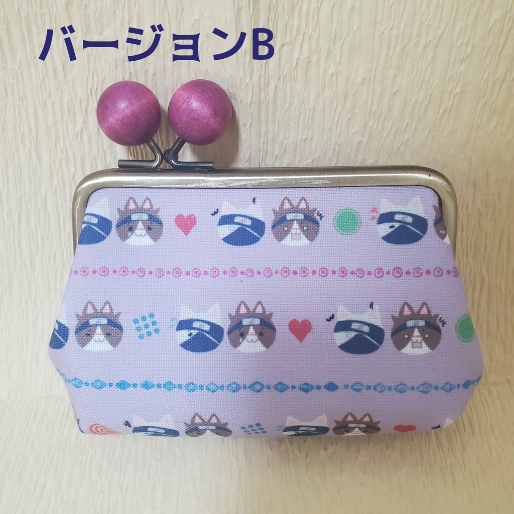 2022🌸ネコチャン柄の12cm/角型のがま口🍆🐬