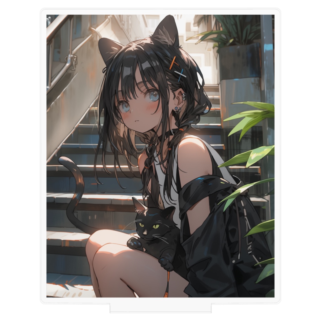 黒猫。アクリルボード