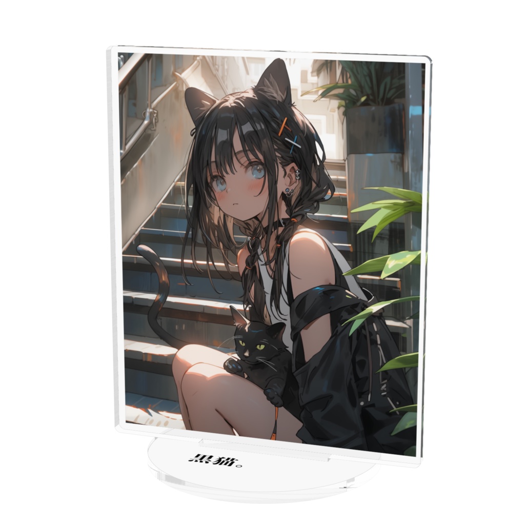 黒猫。アクリルボード