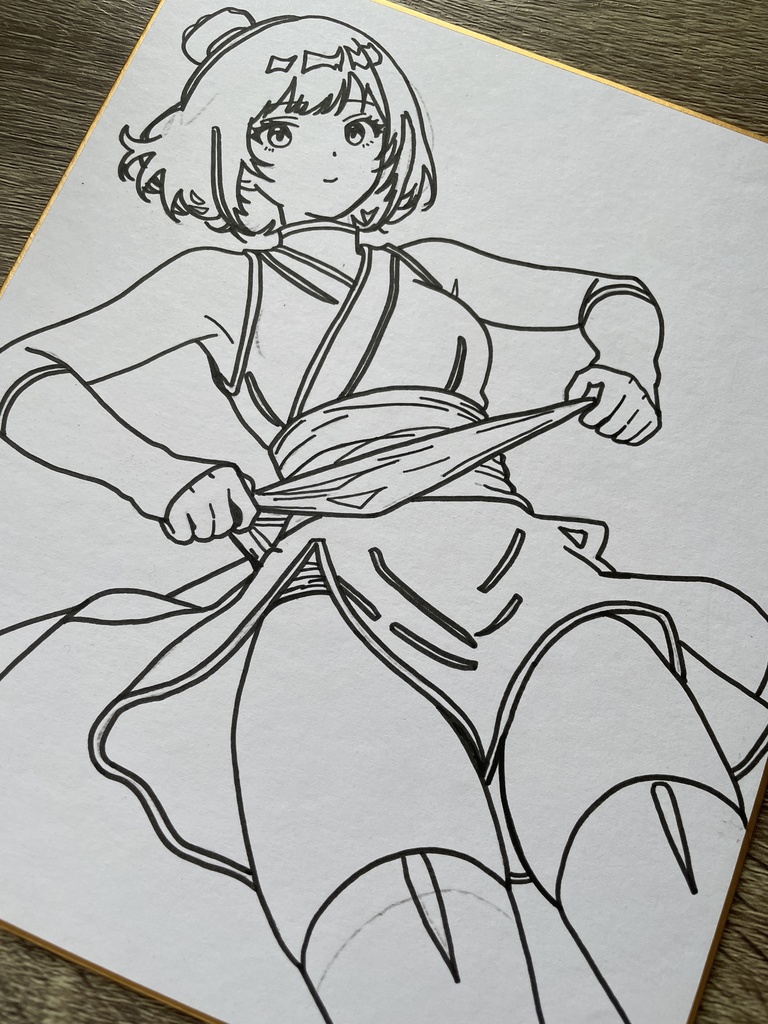 オリジナル 手描きイラスト アナログ 小色紙 くノ一ちゃん 可愛い女の子 女忍者