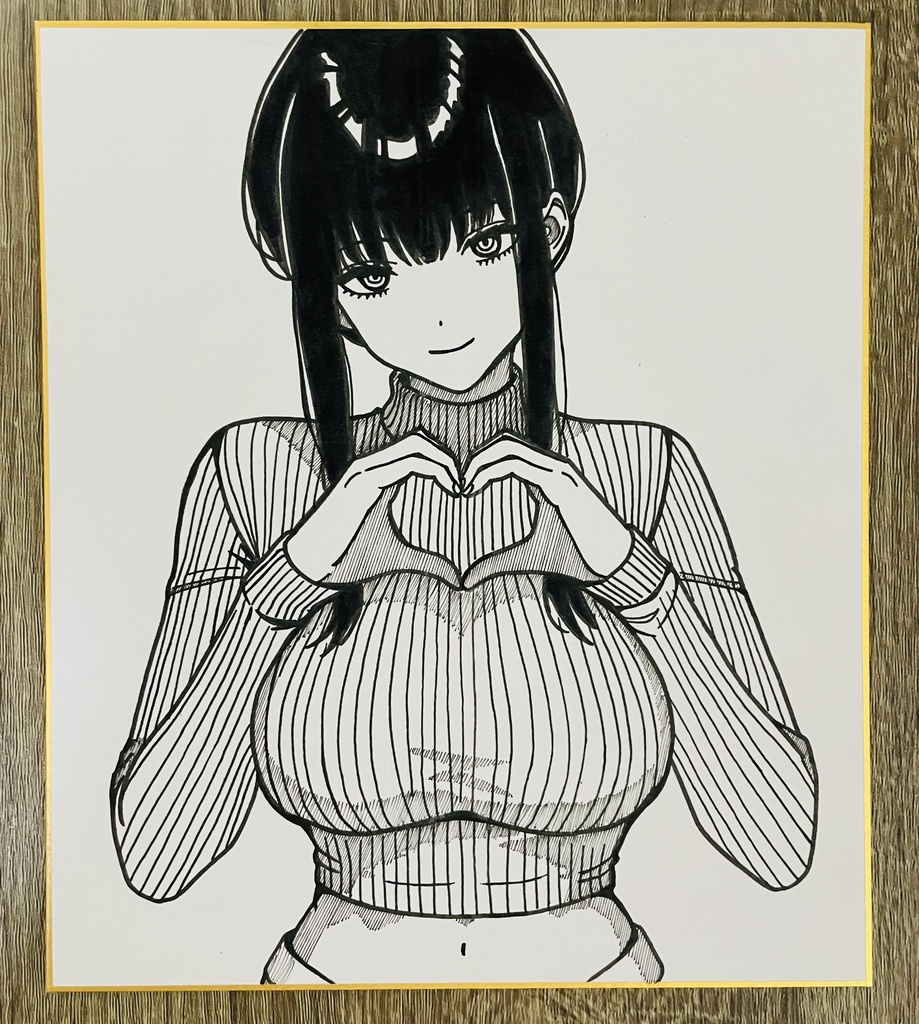 手描きイラスト マキマさん ファンアート チェンソーマン 小色紙 アナログ 可愛い