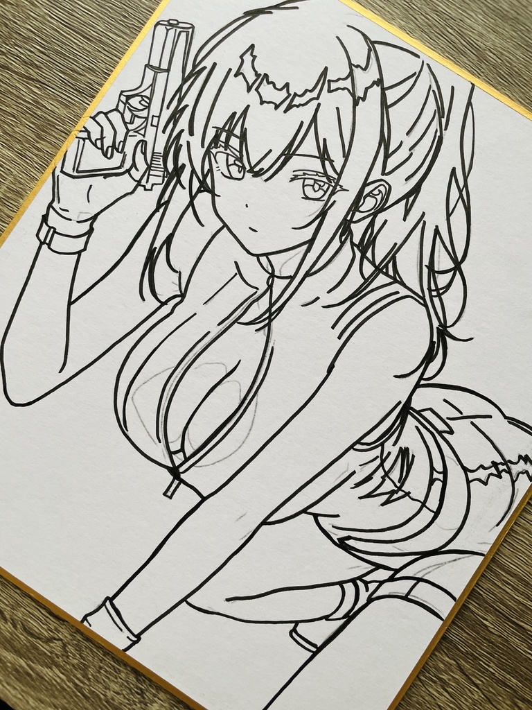 オリジナル 手描きイラスト アナログ 小色紙 可愛い女の子 女スパイちゃん