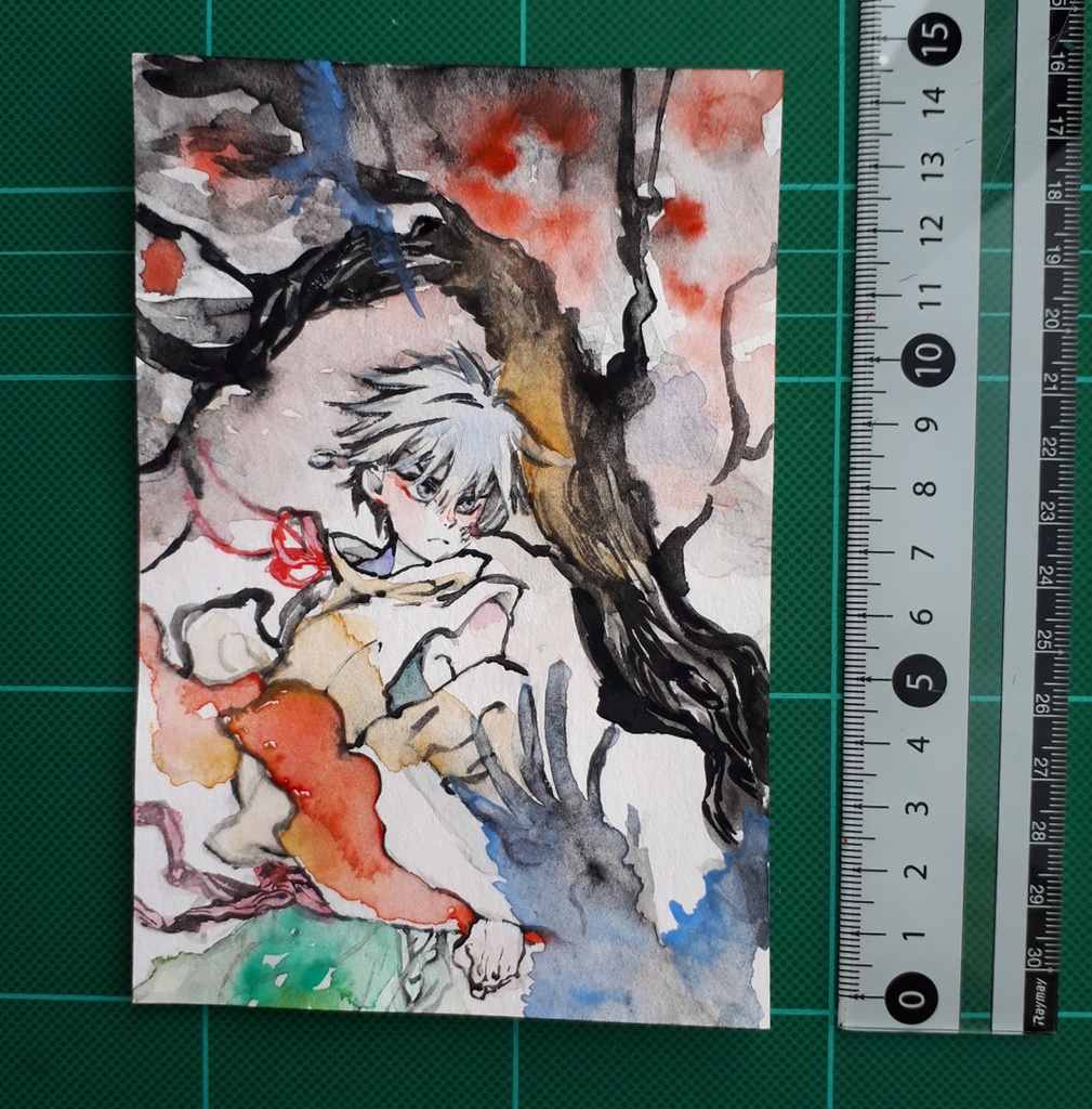 顔彩イラスト　鳥と