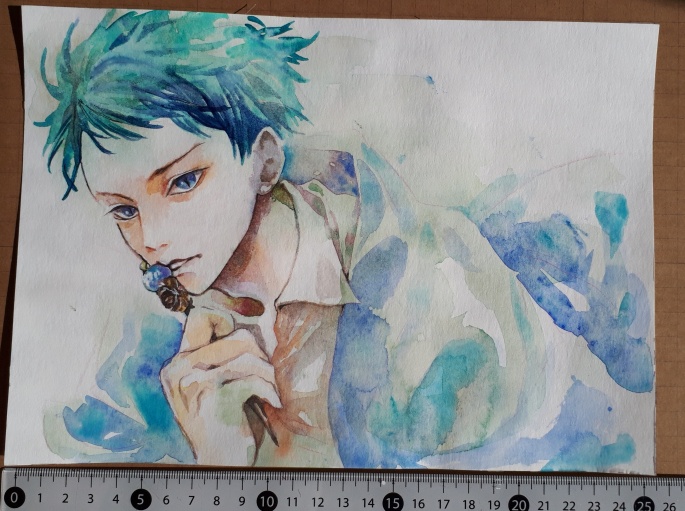 かんざし持ってる　水彩イラスト