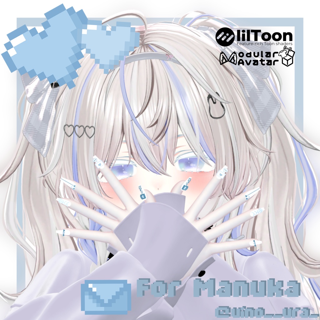 ┆6アバター対応┆MA対応┆🤍◌⪩⪨---Pastel Bit Nail---⪩⪨◌🤍