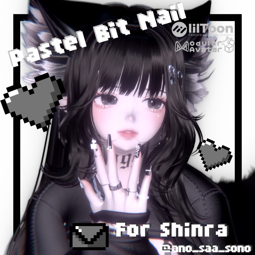 ┆6アバター対応┆MA対応┆🤍◌⪩⪨---Pastel Bit Nail---⪩⪨◌🤍