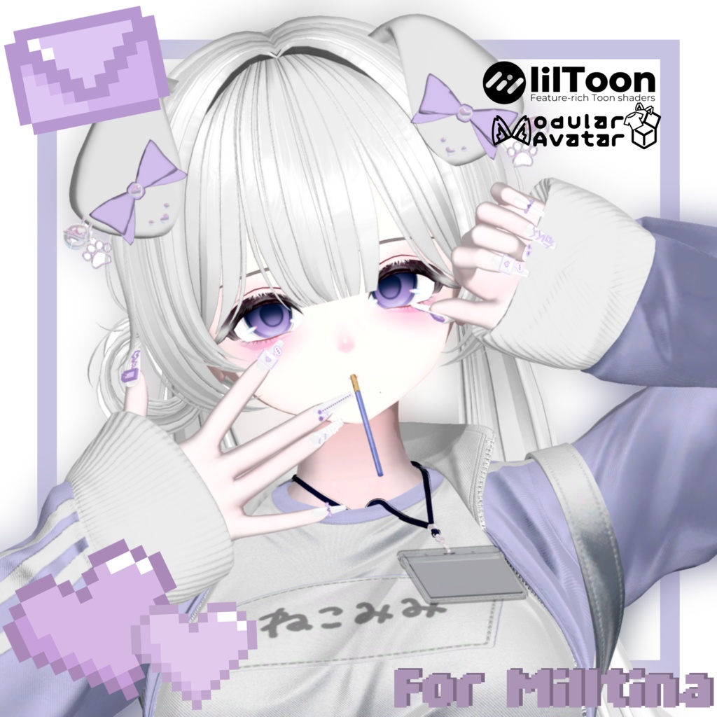 ┆6アバター対応┆MA対応┆🤍◌⪩⪨---Pastel Bit Nail---⪩⪨◌🤍