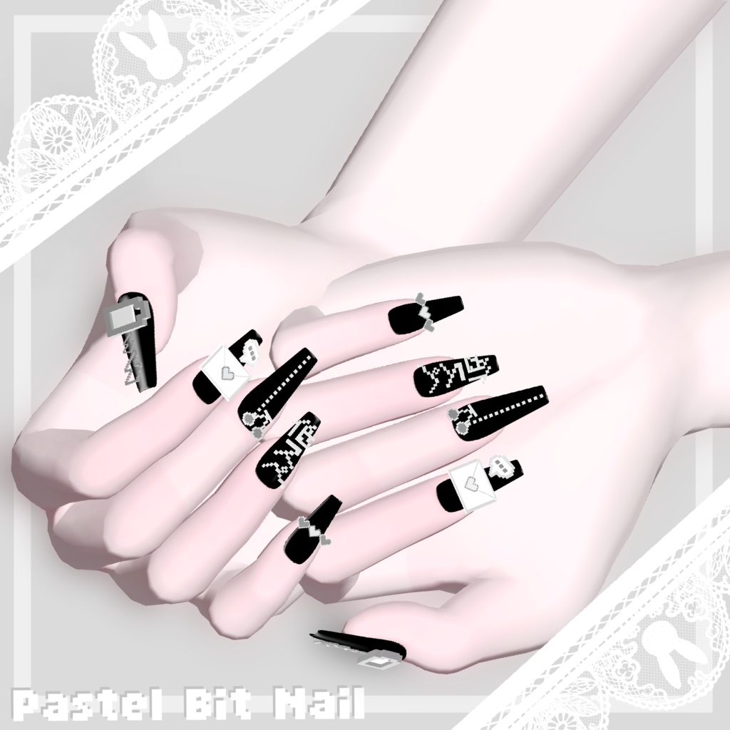 ┆6アバター対応┆MA対応┆🤍◌⪩⪨---Pastel Bit Nail---⪩⪨◌🤍