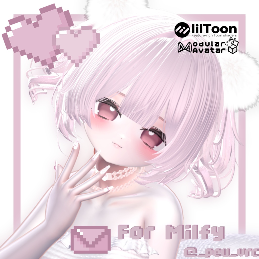 ┆6アバター対応┆MA対応┆🤍◌⪩⪨---Pastel Bit Nail---⪩⪨◌🤍