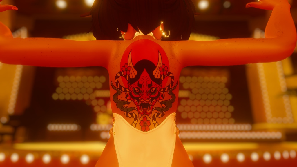 Hannya mask back tattoo for 10 avatars